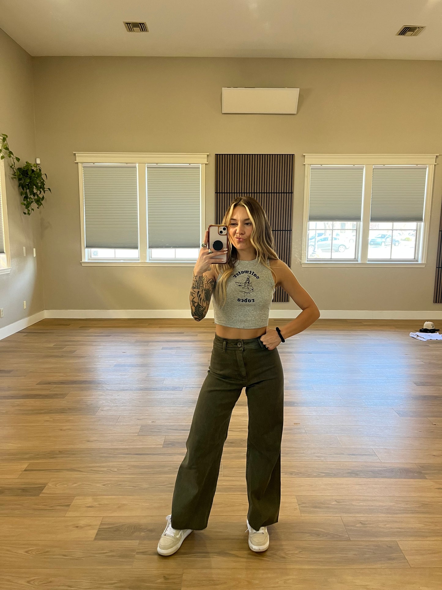 Olive Wide Leg Jeans