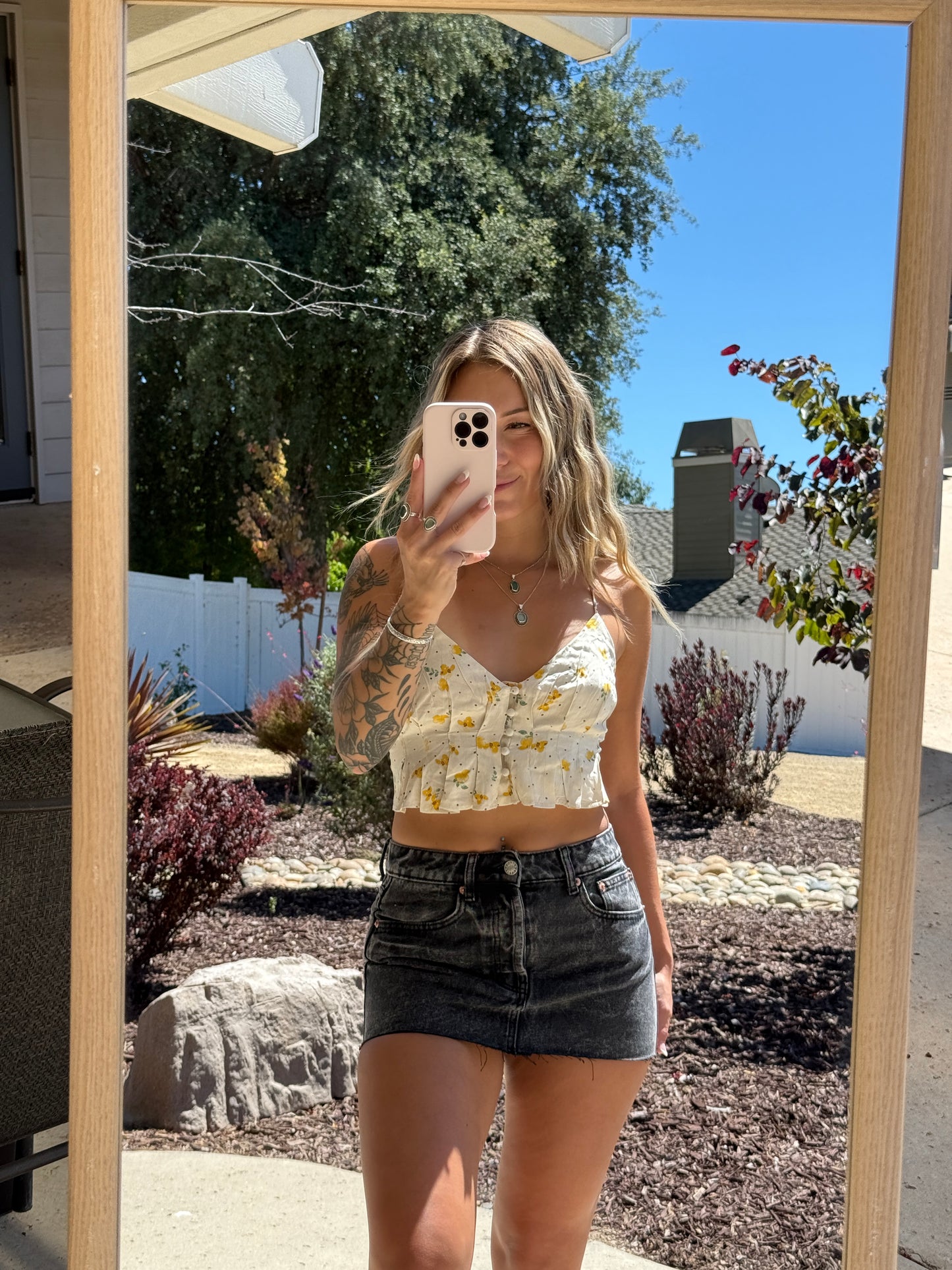 Black Denim Mini Skirt