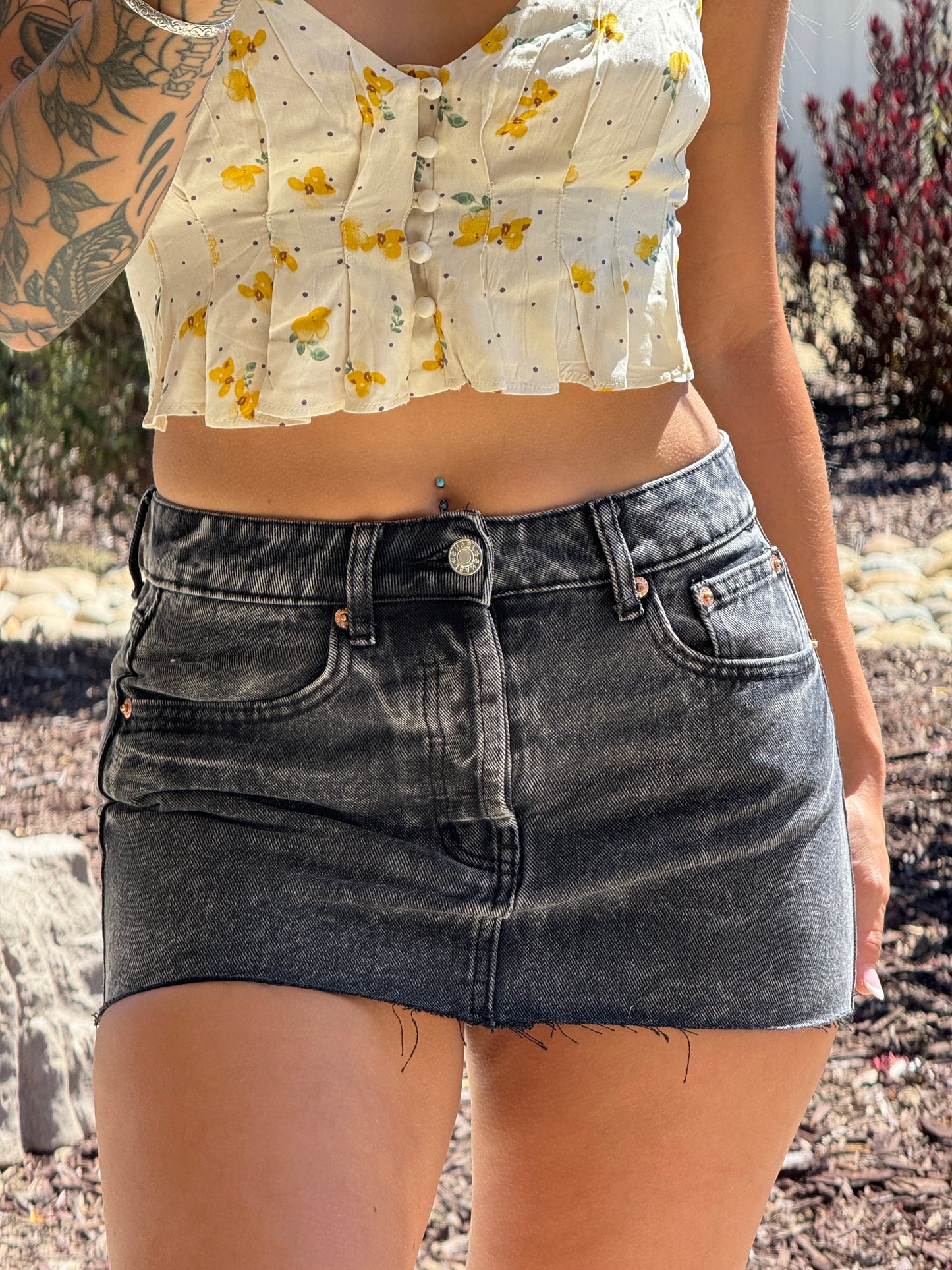 Black Denim Mini Skirt